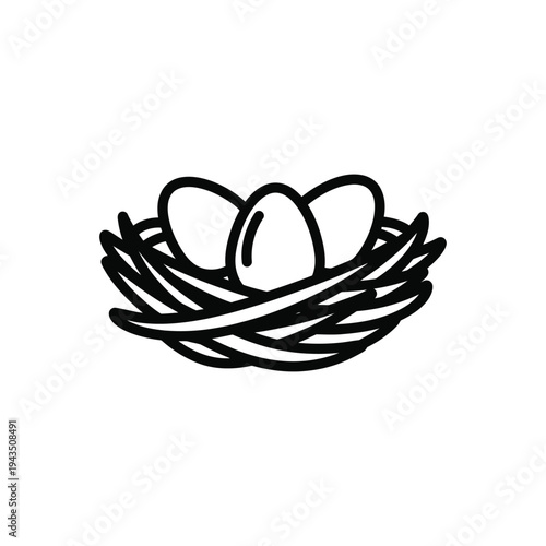 A simple illustration of two eggs nestled inside a woven bird's nest