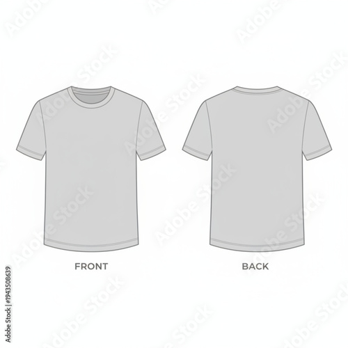 Blank T-Shirt Mockup Front and Back View Apparel Print Design Template Vector
