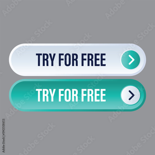 Modern try for free web button icons with arrow element for software trials and service demos interface