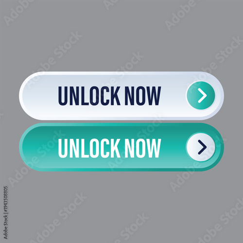 Modern unlock now web button icons with arrow element for premium content and secure access interface