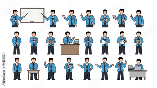 Business Professionals Collection: A dynamic collection of business professional figures, offering a versatile range of poses and actions suitable for various business and presentation concepts.