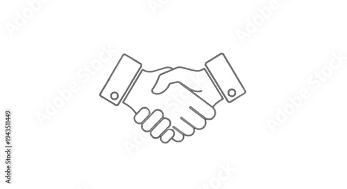 Two hands shaking in a formal handshake gesture isolated on transparent background, Vector