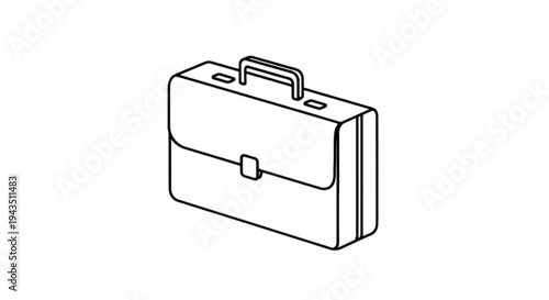 Classic briefcase with two handles and a latch closure isolated on transparent background, Vector