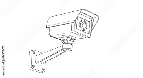 A mounted security camera on a metal bracket capturing surveillance footage isolated on transparent background, Vector