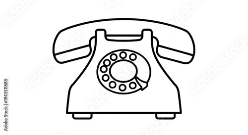 Vintage rotary dial telephone with a classic design and circular number pad isolated on transparent background, Vector