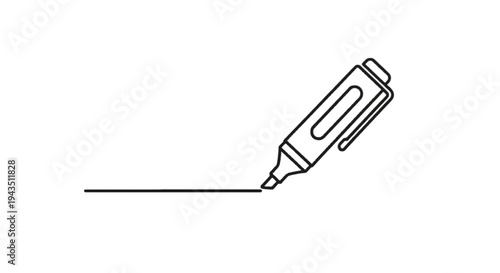 A white marker pen drawing a straight line on paper isolated on transparent background, Vector