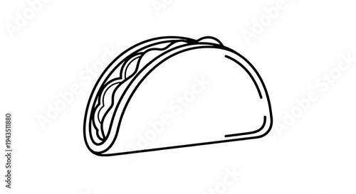 Simple line drawing of a wrapped burrito or taco isolated on transparent background, Vector