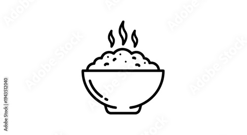 Steaming bowl of rice emitting warm vapor isolated on transparent background, Vector