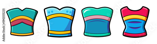 Colorful cartoon ski equipment vector illustration for winter sports and recreation activities design