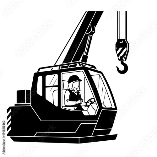 Man Operating Crane Machine Heavy Industry.