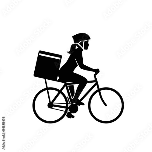 Person Riding Bicycle with Delivery Box.