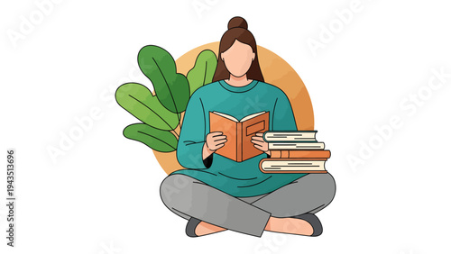 Serene Reader in Comfort: A figure deeply engrossed in a book, embodying the quiet joy of reading, enhanced by the comfort of a peaceful setting.