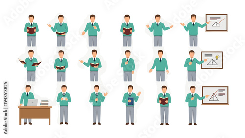 Man Illustration Set: A versatile collection of illustrations featuring a man in various poses, perfect for communication, presentation and concept needs. 