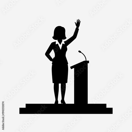 Businesswoman Speaking at a Podium.