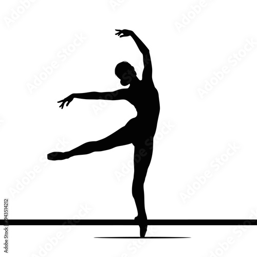 Silhouette of female ballet dancer posing.
