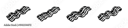 Black and white wavy beacon slices vector illustration set