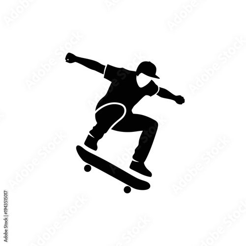 Man Performing Skateboard Trick Silhouette.