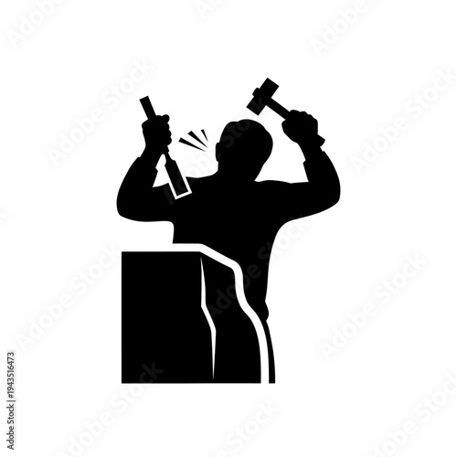 Black silhouette of a worker.