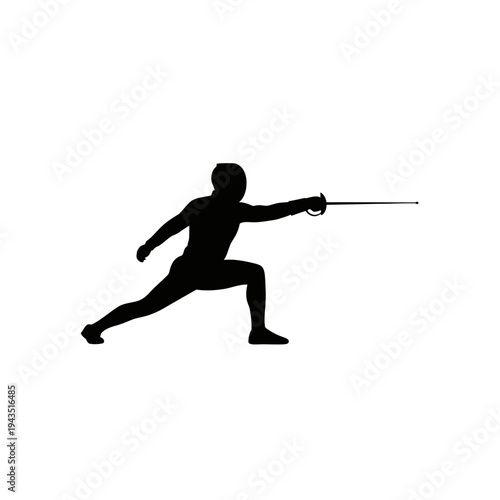 Fencer in Motion with Foil Sword.