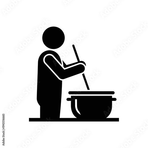 Person stirring a large pot.
