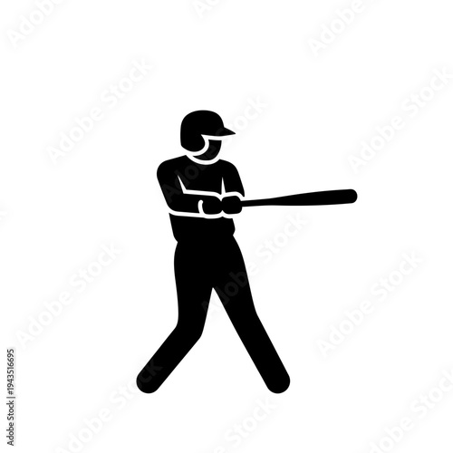 Baseball Player Wearing Helmet Swinging Bat.