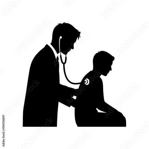 Doctor checking patient with stethoscope.