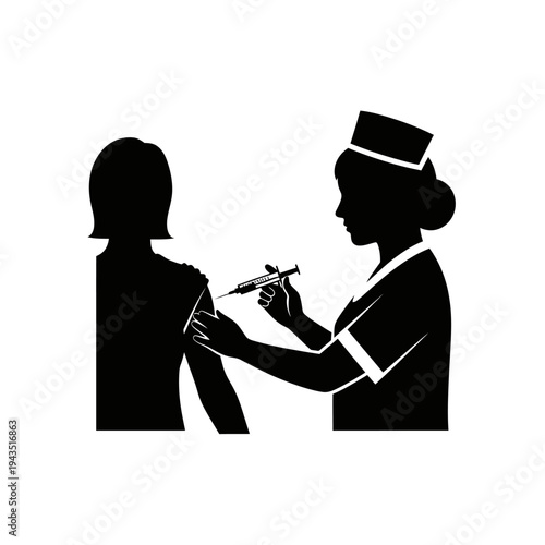 Nurse giving injection to patient.