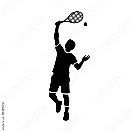 Man Playing Tennis with Racket.