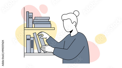 Reaching for Knowledge: A person reaching for a book on a shelf, symbolizing the pursuit of knowledge, reading and learning.