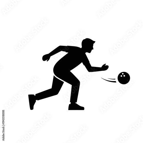 Man playing bowling sport silhouette.