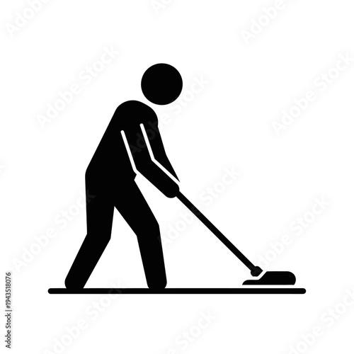Person Cleaning with Broom and Floor.