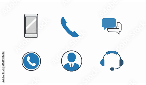 set of vector icons Mobile Contact and Phone Communication Icons Vector Set