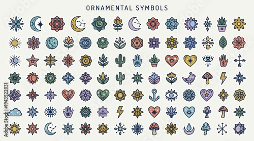 Collection of Ornamental Symbols and Icons for Design.