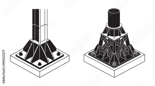 Industrial support structure vector illustration for engineering and construction projects