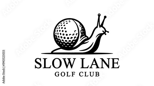 Snail on golf ball logo.