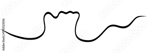 Curly one line ornament with many tight loops like a spring. Continuous black stroke creates playful tangle for underline accents, logo details and whimsical page dividers on white background.