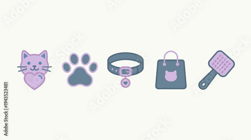 Purple Cat Face Pet Accessories.