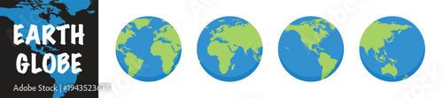 Earth globe set. World map in globe shape. Vector isolated illustration. Earth globes collection.