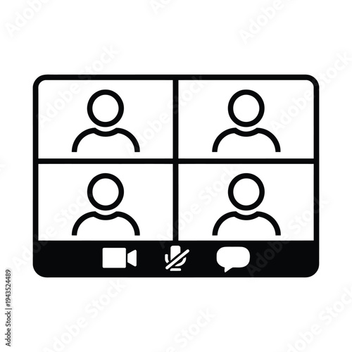 social network icon with video meeting line art on white background