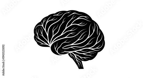 Intricate Human Brain Illustration with Detailed Neural Network.