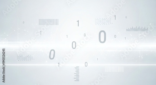 Clean Minimalist Data Science Background with White and Silver Technology Elements 6