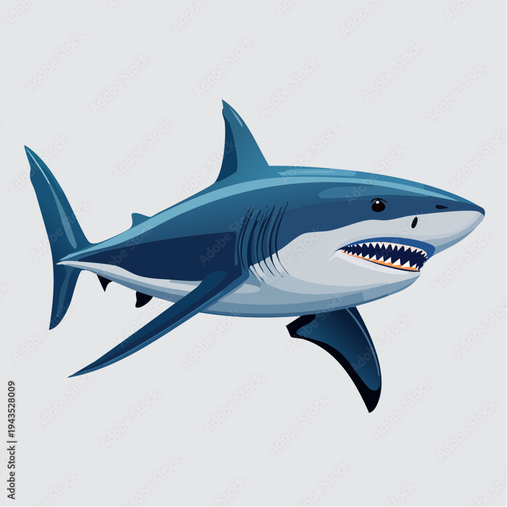 Fototapeta premium Vector Illustration of a Megamouth Shark Swimming in the Deep Sea, Marine Wildlife Graphic Design for Educational and Biological Contexts