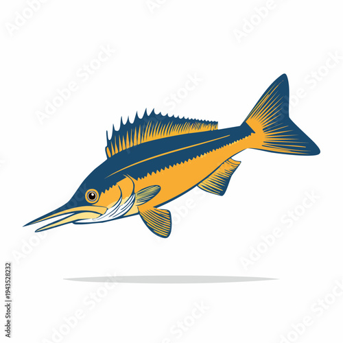 Sawfish Vector Illustration with Toothed Rostrum Snout Isolated for Graphic Design Marine Life and Wildlife Education