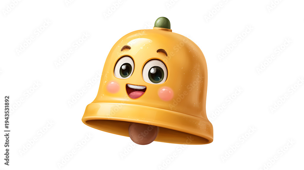 Fototapeta premium Cartoon_cute_alarm_bell_ringing_face isolated on transparent background