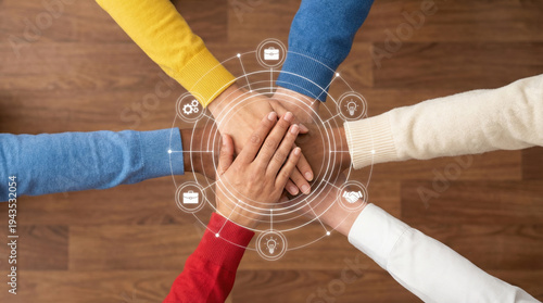 Online education network collaboration teamwork circle unity support