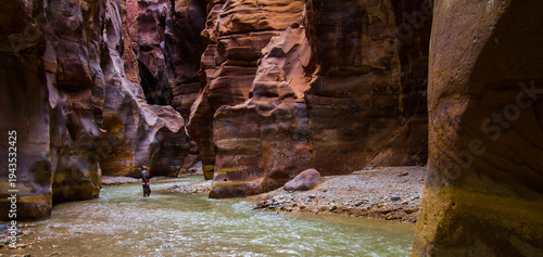 Tableau sur toile Inside Wadi Mujib Red Rock Canyon Jordan