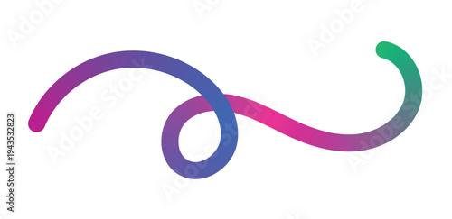 Colorful Gradient Squiggle Curve Line. Abstract Wavy Ribbon Shape. 