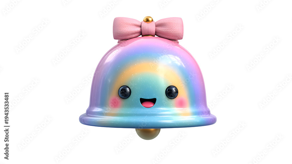Fototapeta premium Cartoon_cute_rainbow_school_bell isolated on transparent background