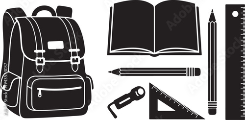 School Supplies and Backpack for Education and Learning