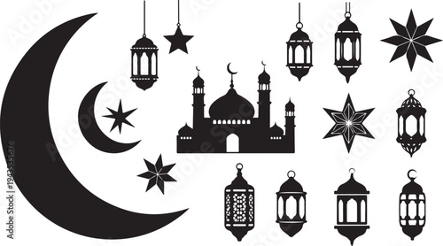 Ramadan Kareem Islamic Silhouette Vector Graphic Illustration Design